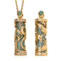 Green Aventurine and Austrian Crystal Set of 2 Eagle & Dragon Pendant Necklace 24 Inches in Goldtone 36.00 ctw - Sticky add to cart bar