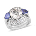 Moissanite and Tanzanite Set of 2 Stackable Ring in Platinum Over Sterling Silver (Size 7.0) 4.00 ctw - Sticky add to cart bar
