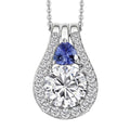 Moissanite and Tanzanite Pendant Necklace 20 Inches in Platinum Over Sterling Silver 3.50 ctw - Sticky add to cart bar