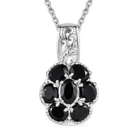 Karis African Amethyst Floral Pendant Necklace 20 Inches in Platinum Bond and Stainless Steel 2.85 ctw