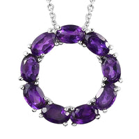 Amethys Pendant Necklace 20 Inches in Stainless Steel 4.20 ctw