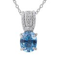 Cambodian Blue Zircon and Moissanite Pendant Necklace 18 Inches in Platinum Over Sterling Silver 3.40 ctw - Sticky add to cart bar