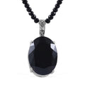 Natural Thai Black Spinel Pendant with Beaded Necklace 18 Inches in Platinum Over Sterling Silver 13.50 Grams 200.00 ctw - Sticky add to cart bar
