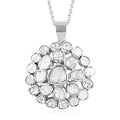 Polki Diamond Floral Pendant Necklace 20 Inches in Platinum Over Sterling Silver 2.00 ctw - Sticky add to cart bar