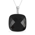 Black Onyx Pendant Necklace 18 Inches in Rhodium Over Sterling Silver 17.00 ctw - Sticky add to cart bar
