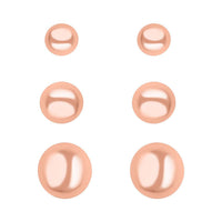 14K Rose Gold Over Sterling Silver Set of 3 Stud Ball Earrings 1.80 Grams (3mm, 4mm and 5mm)