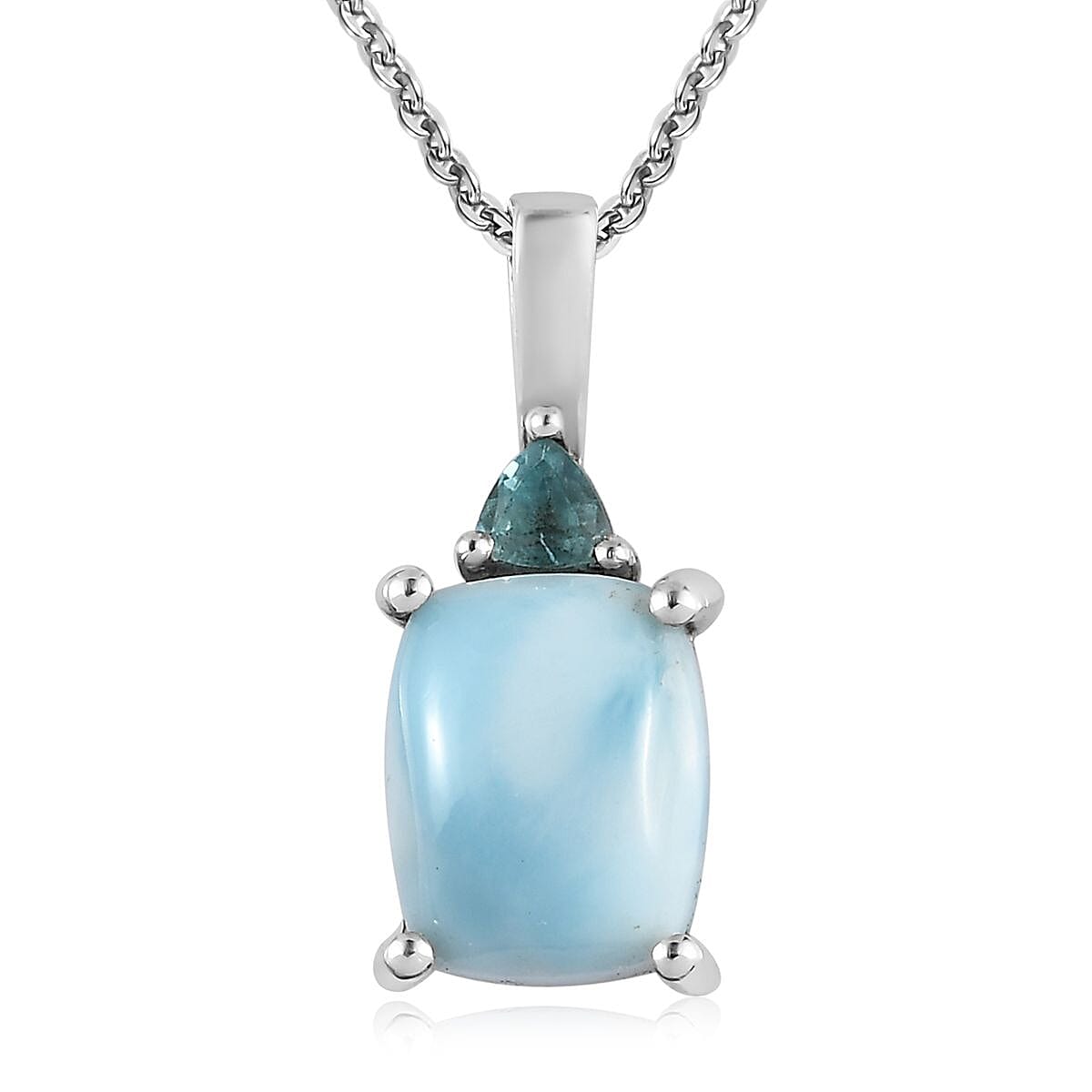 Premium Larimar Pendant Necklace, Madagascar Paraiba Apatite Pendant Necklace, Sterling Silver Necklace, 20 Inches Necklace 2.50 ctw