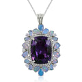 AAA Amethyst and Multi Gemstone Pendant Necklace 18 Inches in Platinum Over Sterling Silver 7.5 Grams 24.85 ctw - Sticky add to cart bar