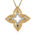 Moissanite Floral 4 Leaf Celestial Clover Pendant Necklace 20 Inches in Vermeil Yellow Gold Over Sterling Silver 0.50 ctw - Sticky add to cart bar