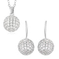 Simulated Diamond Earrings and Pendant Necklace 20-22 Inches in Silvertone 1.20 ctw - Sticky add to cart bar