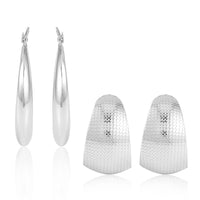 Set of 2 Huggie Earrings in Silvertone