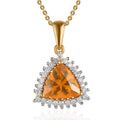 Premium Brazilian Fire Opal and Moissanite Halo Pendant Necklace 20 Inches in Vermeil Yellow Gold Over Sterling Silver 1.90 ctw - Sticky add to cart bar