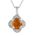Premium Brazilian Fire Opal and White Zircon Pendant Necklace 20 Inches in Platinum Over Sterling Silver 1.90 ctw - Sticky add to cart bar