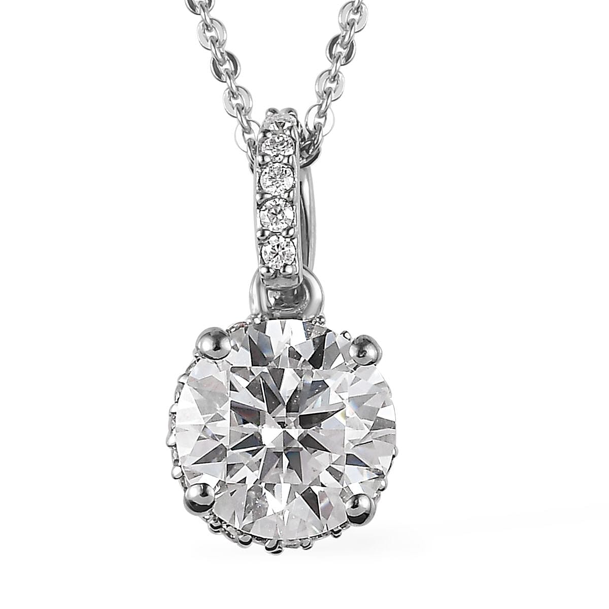 Moissanite Pendant Necklace, Heart And Arrow Cut Moissanite Pendant Necklace, Sterling Silver Pendant Necklace, 20 Inches Necklace 2.20 ctw