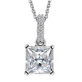 Moissanite (Sqr 7 mm) Pendant Necklace (20 Inches) in Platinum Over Over Sterling Silver 2.00 ctw - Sticky add to cart bar