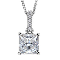 Moissanite (Sqr 7 mm) Pendant Necklace (20 Inches) in Platinum Over Over Sterling Silver 2.00 ctw