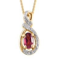 Premium Ouro Fino Rubellite and White Zircon Pendant Necklace 20 Inches in Vermeil Yellow Gold Over Sterling Silver 0.30 ctw