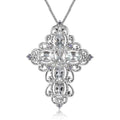 Premium Brazilian Goshenite and Tanzanite Cross Pendant Necklace 20 Inches in Platinum Over Sterling Silver 2.50 ctw - Sticky add to cart bar