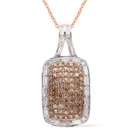 One Time Only Natural Champagne and White Diamond Pendant Necklace (18 Inches) in Vermeil RG Over Sterling Silver 1.00 ctw
