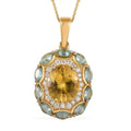 Premium Brazilian Golden Apatite and Multi Gemstone Pendant Necklace 20 Inches in Vermeil Yellow Gold Over Sterling Silver 7.15 ctw - Sticky add to cart bar