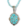 Sleeping Beauty Turquoise and Multi Gemstone Beaded Pendant Necklace 20 Inches in Vermeil YG and Platinum Over Sterling Silver 73.35 ctw - Sticky add to cart bar