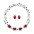 Ankur Treasure Chest Deal Simulated Red and White Diamond Bracelet (7.50In) and Earrings in Silvertone 4.15 ctw - Sticky add to cart bar