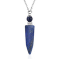 Lapis Lazuli Perfume Bottle Pendant Necklace 24 Inches in Silvertone 37.00 ctw - Sticky add to cart bar