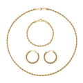 Set of 3 Rope Chain Bracelet (7.5In), Hoop Earrings and Necklace 20 Inches in ION Plated YG Stainless Steel - Sticky add to cart bar