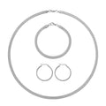 Set of 3 Snake Chain Bracelet (7.5In), Hoop Earrings and Necklace 20 Inches in Stainless Steel - Sticky add to cart bar