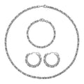 Set of 3 Byzantine Chain Bracelet (7.5In), Hoop Earrings and Necklace 20 Inches in Stainless Steel - Sticky add to cart bar