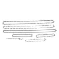 Figaro, Paper Clip and Cable Chain 3pcs Necklace 20 Inches, 3pcs Bracelet (7.5-8.0In) and 1pc Magnetic Lock in Stainless Steel