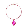Fuchsia Glass and Fuchsia Austrian Crystal Heart Pendant and Necklace 20.5-22.5Inches in Goldtone - Sticky add to cart bar