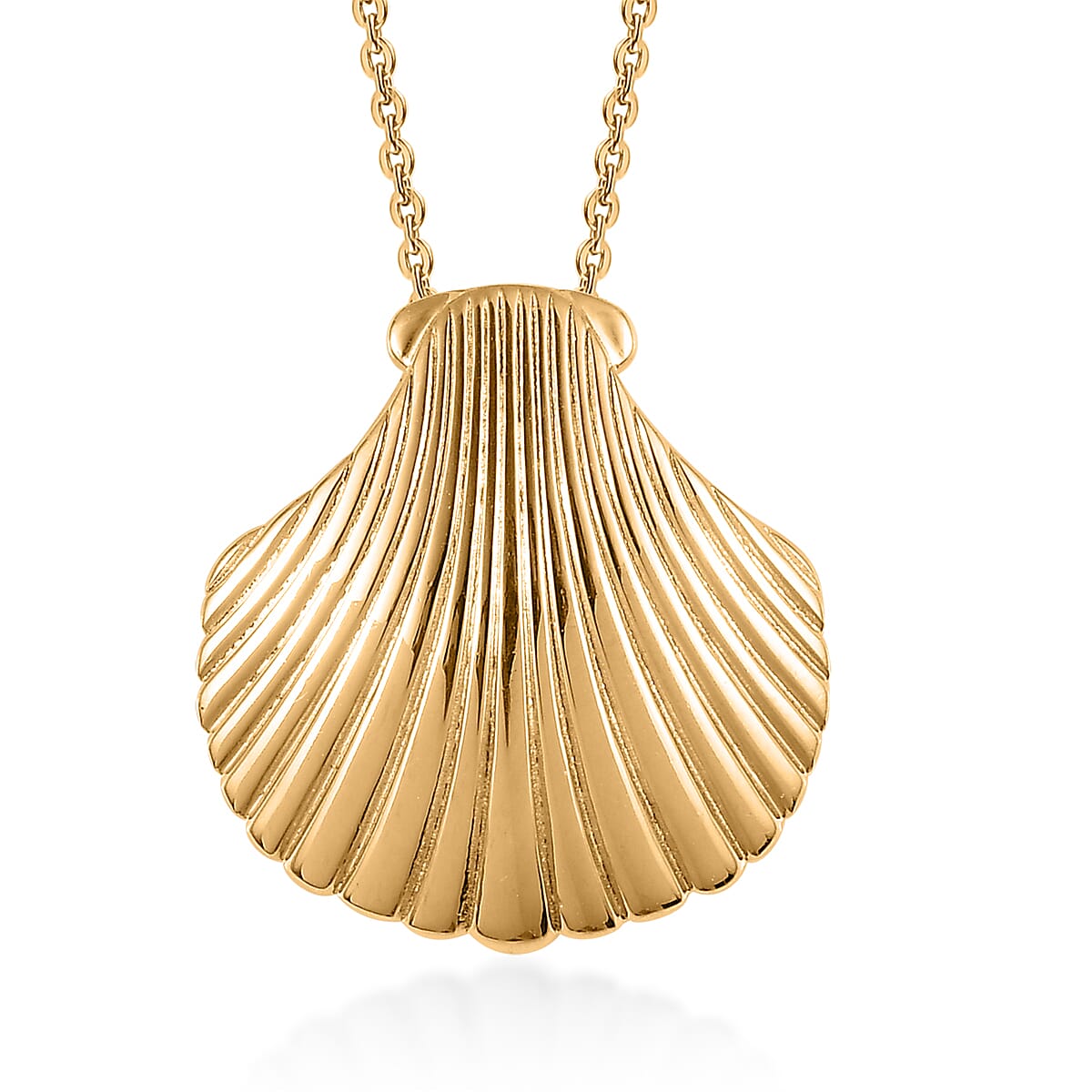 Vermeil Yellow Gold Over Sterling Silver Sea Shell Pendant Necklace 20 Inches 4.65 Grams