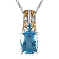 Marambaia Topaz and Malgache Neon Apatite Pendant Necklace 20 Inches in Vermeil Yellow Gold and Platinum Over Sterling Silver 2.35 ctw