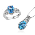 Marambaia Topaz, White Zircon Ring (Size 10.0) and Pendant Necklace (20 Inches) in Platinum Over Sterling Silver 4.25 ctw - Sticky add to cart bar