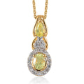 Premium Natural Chrysoberyl and White Zircon Pendant Necklace 20 Inches in Vermeil Yellow Gold Over Sterling Silver 1.10 ctw - Sticky add to cart bar
