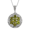 Arizona Peridot and White Zircon Floral Pendant Necklace 20 Inches in Platinum Over Sterling Silver 2.65 ctw - Sticky add to cart bar