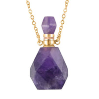 Amethyst Perfume Bottle Pendant Necklace 18-20 Inches in Goldtone 90.00 ctw