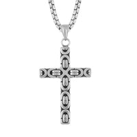 Filigree Intricate Cross Men's Pendant Necklace (23.5 Inches) in Black Oxidized Stainless Steel , Tarnish-Free, Waterproof, Sweat Proof Jewelry