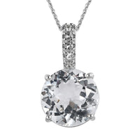 White Topaz Pendant Necklace 20 Inches in Platinum Over Sterling Silver 5.65 ctw