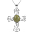 Connemara Marble Cross Pendant Necklace 18 Inches in Platinum Over Sterling Silver 6.50 ctw - Sticky add to cart bar
