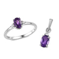 Moroccan Amethyst and Moissanite Ring and Pendant in Platinum Over Sterling Silver 0.90 ctw - Sticky add to cart bar