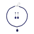 Lapis Lazuli Necklace 18-20 Inches and Earrings in Silvertone 202.00 ctw - Sticky add to cart bar