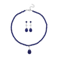Lapis Lazuli Necklace 18-20 Inches and Earrings in Silvertone 202.00 ctw