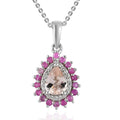 Premium Marropino Morganite and Multi Gemstone Sunburst Pendant Necklace 20 Inches in Vermeil Rose Gold and Platinum Over Sterling Silver 1.25 ctw - Sticky add to cart bar