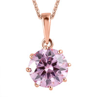 Pink and White Moissanite Pendant Necklace 20 Inches in Vermeil Rose Gold Over Sterling Silver 2.60 ctw