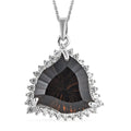 Fancy Cut Brazilian Smoky Quartz and White Zircon Pendant Necklace 20 Inches in Platinum Over Sterling Silver 11.85 ctw - Sticky add to cart bar