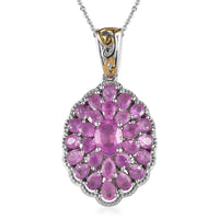 TLV Ilakaka Hot Pink Sapphire (FF) Pendant Necklace (20 Inches) in Vermeil YG and Platinum Over Sterling Silver 8.75 ctw