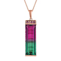 Watermelon Quartz (Triplet) and Orissa Rhodolite Garnet Pendant Necklace 20 Inches in Vermeil Rose Gold Over Sterling Silver 17.25 ctw - Sticky add to cart bar