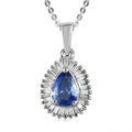 Ceylon Blue Sapphire and Diamond Halo Pendant Necklace 20 Inches in Platinum Over Sterling Silver 1.00 ctw - Sticky add to cart bar